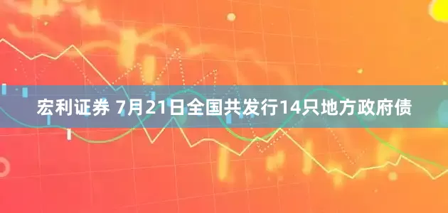 宏利证券 7月21日全国共发行14只地方政府债